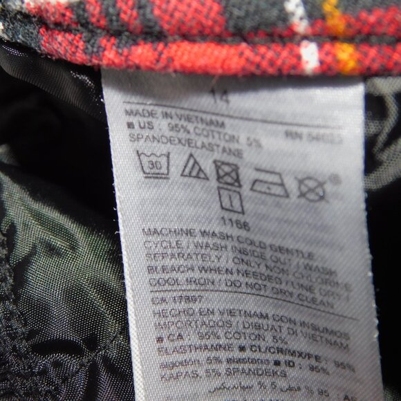 Old Navy Womens 14 Red Black Green Plaid Pixie Pant - Picture 6 of 9